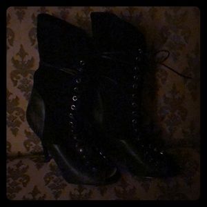 Sexy black open toe mid-calf boots by Guess